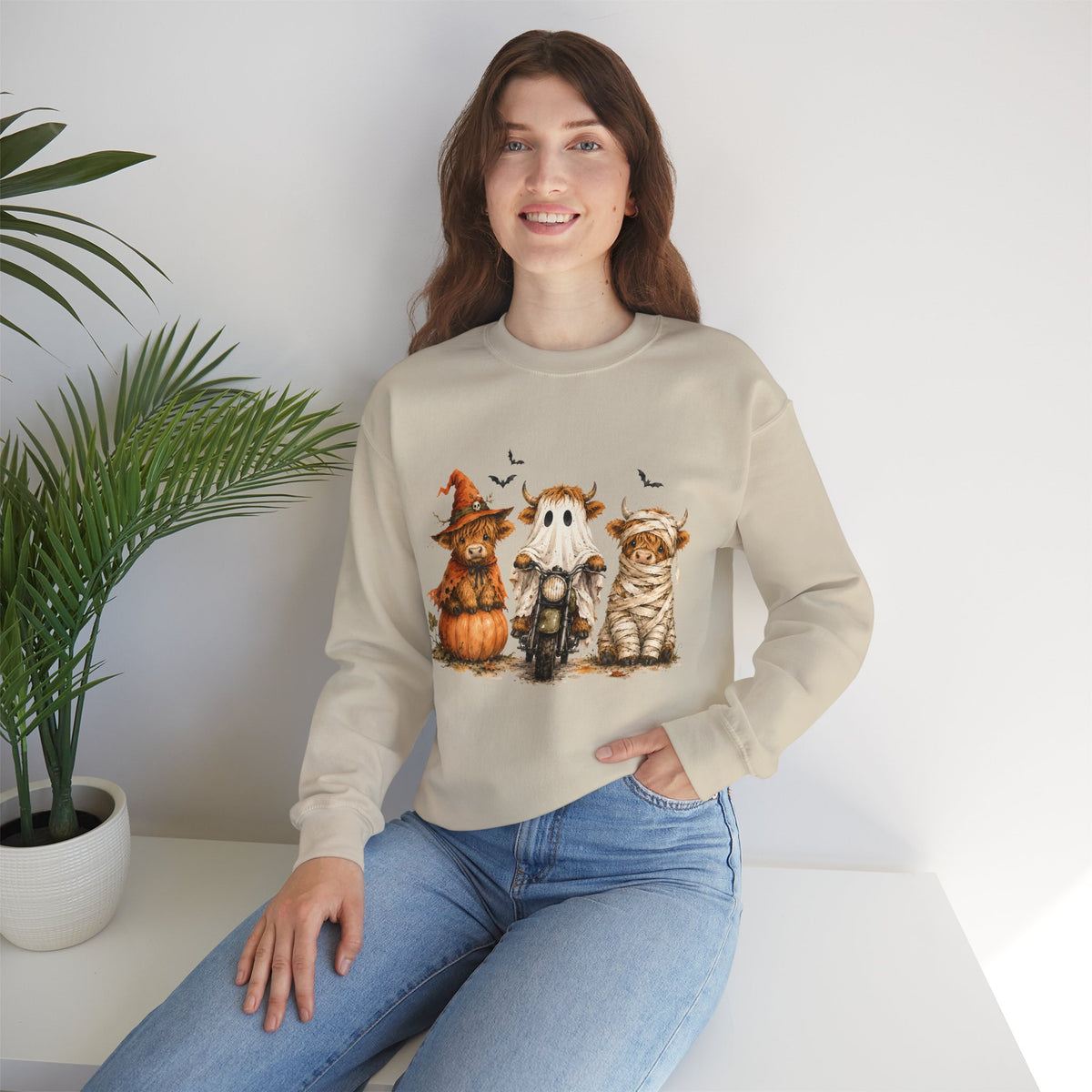 Highland Cows Halloween Costumes– Gildan Heavy Blend | Trendy Women’s Soft Sweatshirt. Direct to Garment. Printed & Shipped in the USA. Unisex Sizes.