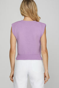 Sleeveless (Lavender) Sweater Crop Top