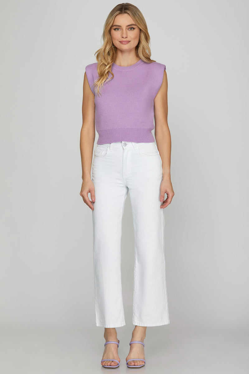 Sleeveless (Lavender) Sweater Crop Top