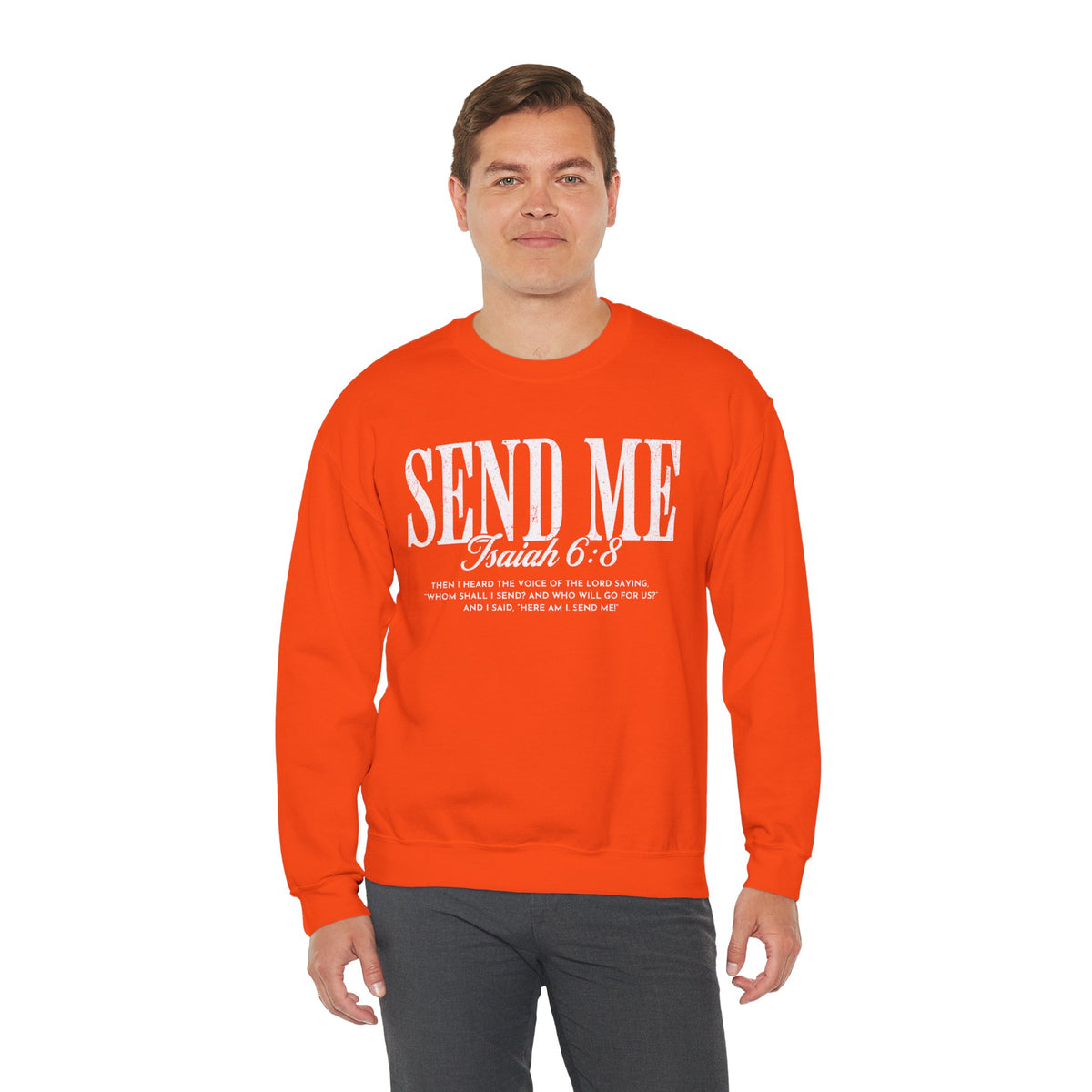 Send Me, Vintage - Faith – Gildan Heavy Blend | Trendy Women’s and Men's Soft Sweatshirt. Direct to Garment. Printed & Shipped in the USA. Unisex Sizes.