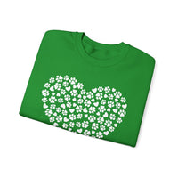 Dog Paw Heart – Gildan Heavy Blend | Trendy Women’s Soft Sweatshirt. Direct to Garment. Printed & Shipped in the USA. Unisex Sizes.