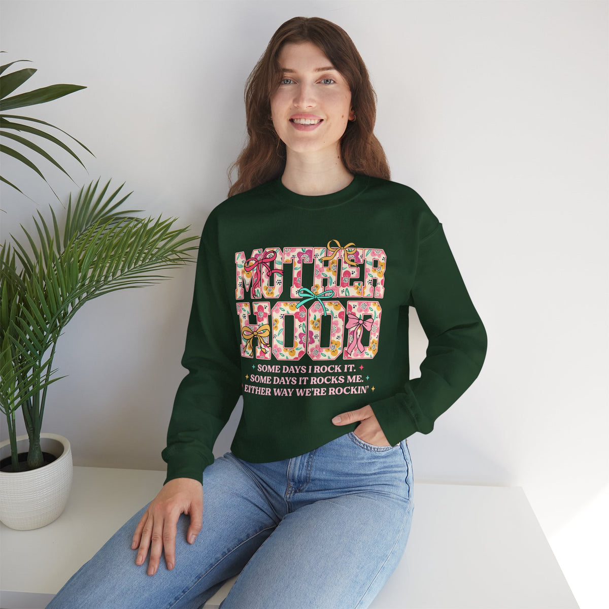 Motherhood – Gildan Heavy Blend | Trendy Women’s Soft Sweatshirt. Direct to Garment. Printed & Shipped in the USA. Unisex Sizes.