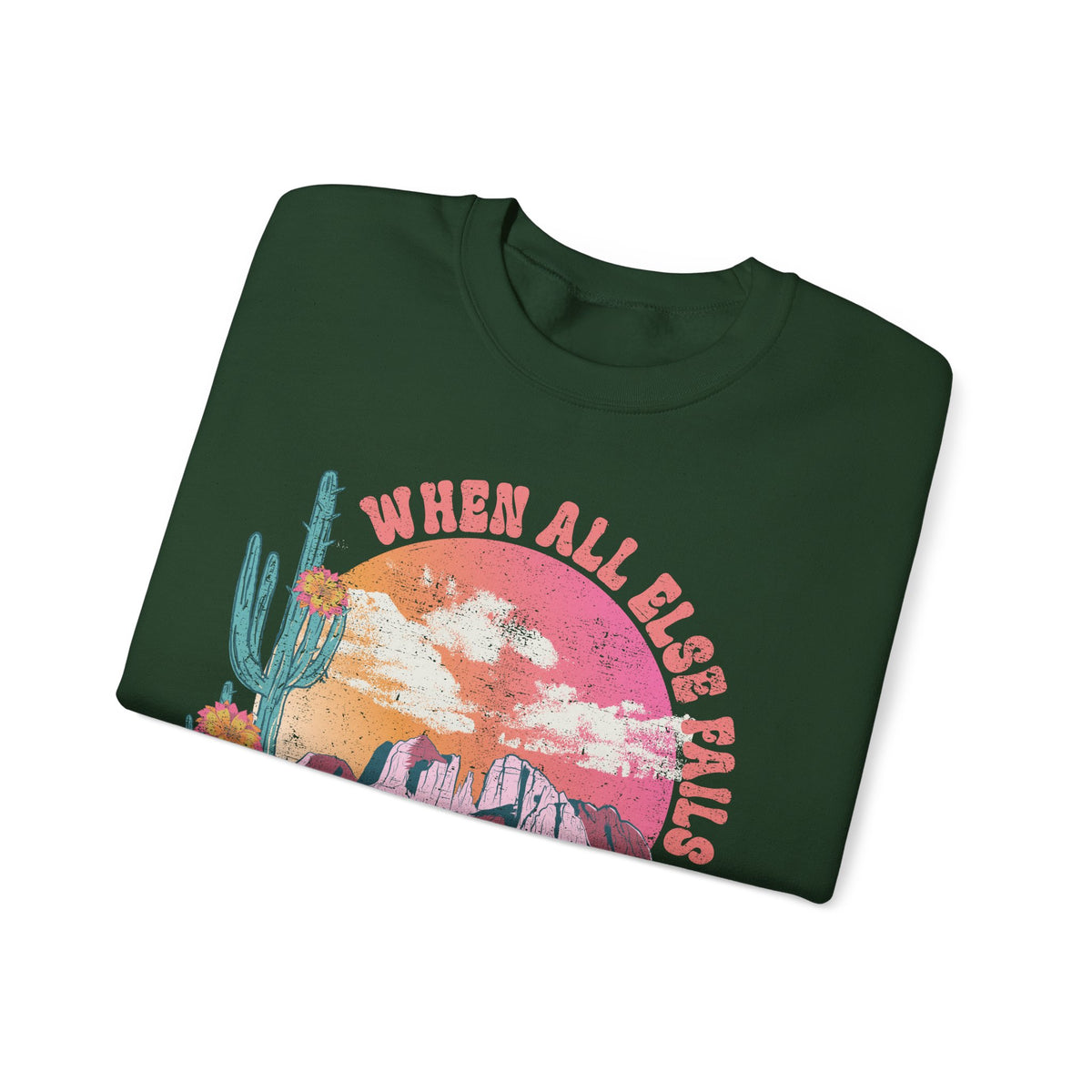 When All Else Fails, God Doesn't, Vintage – Gildan Heavy Blend | Trendy Women’s Soft Sweatshirt. Direct to Garment. Printed & Shipped in the USA. Unisex Sizes.
