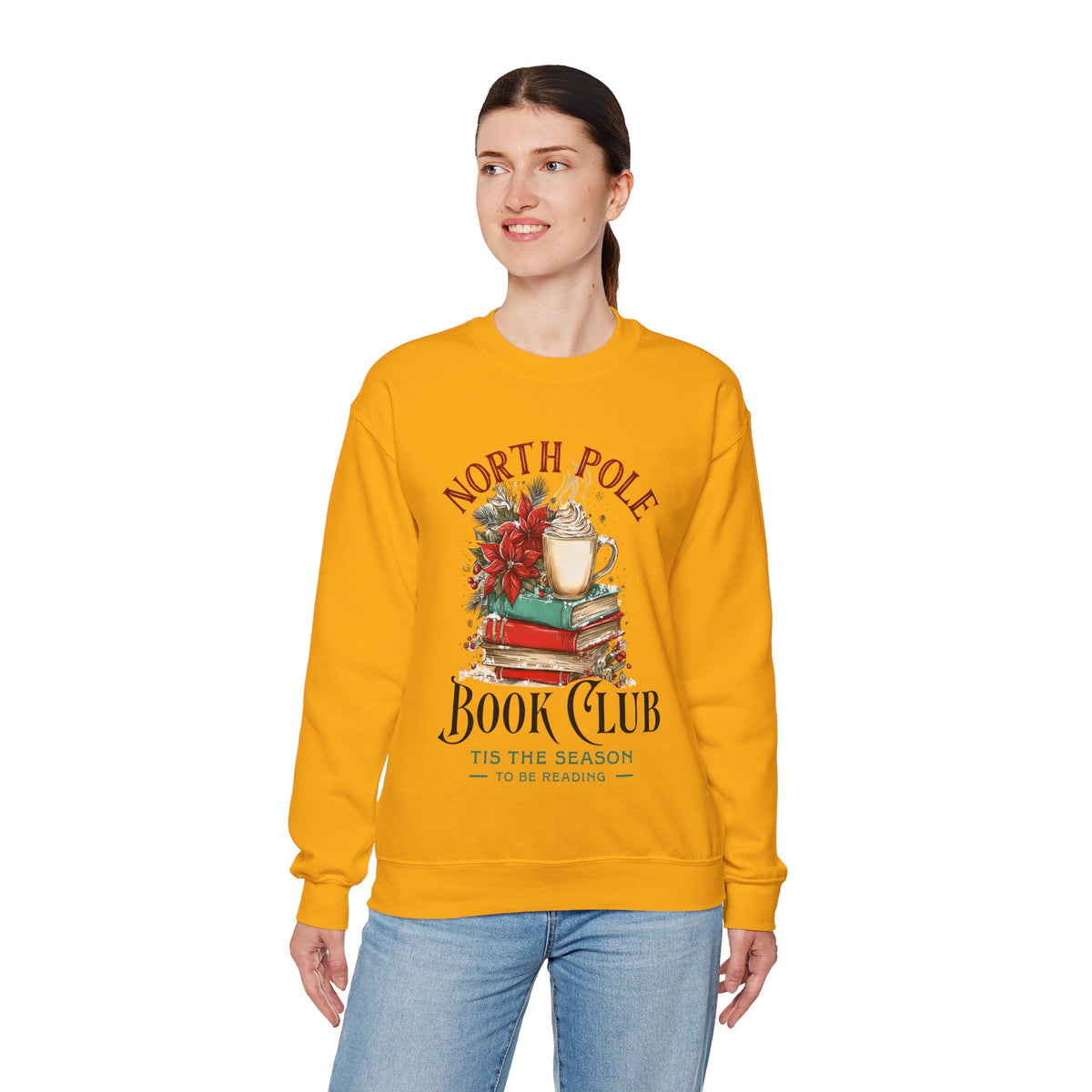 North Pole Book Club – Gildan Heavy Blend | Trendy Women’s Soft Sweatshirt. Direct to Garment. Printed & Shipped in the USA. Unisex Sizes.