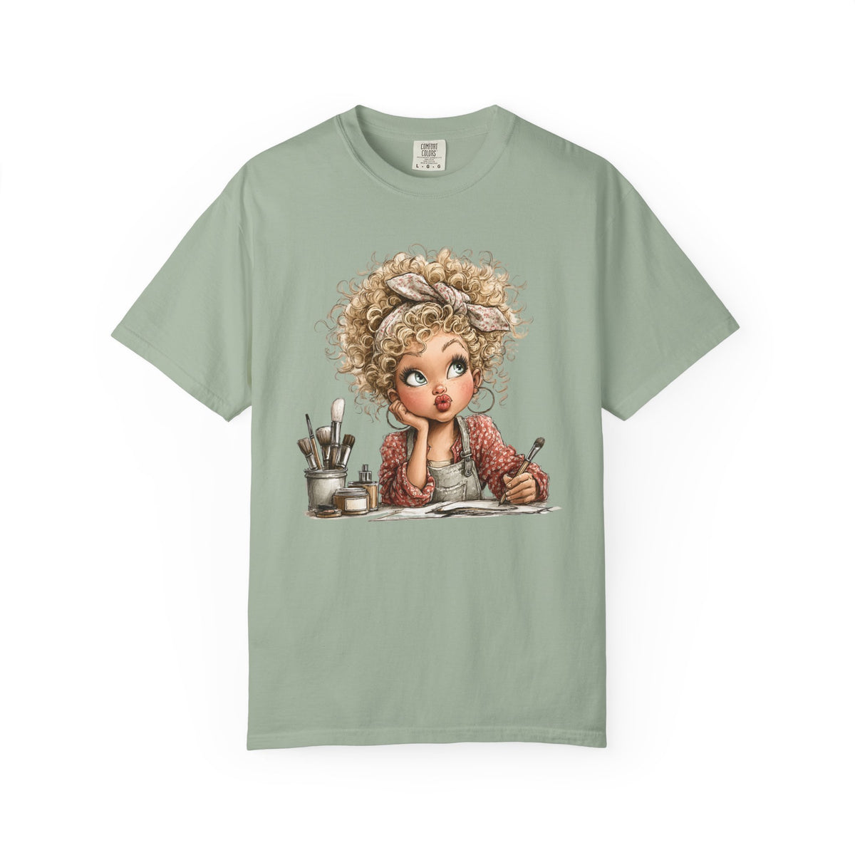 Cute Artist Curly Girl - Comfort Colors | Trendy Women's T-Shirt. Direct to Garment. Printed & Shipped in the USA. Unisex Sizes.