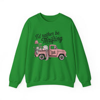 I'd Rather Be Thrifting. Pink Vintage Truck – Gildan Heavy Blend | Trendy Women’s Soft Sweatshirt. Direct to Garment. Printed & Shipped in the USA. Unisex Sizes.