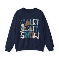 Let It Snow, Snowman – Gildan Heavy Blend | Trendy Women’s Soft Sweatshirt. Direct to Garment. Printed & Shipped in the USA. Unisex Sizes.