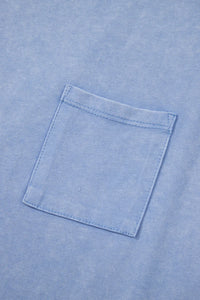 Mineral Wash (Sky Blue) Sleeveless Top with Chest Pocket
