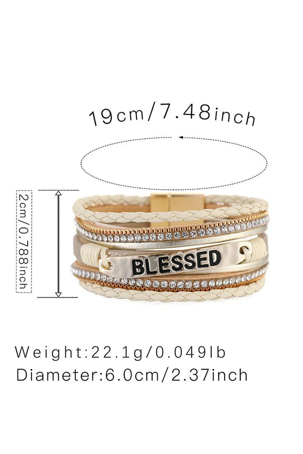 Beige BLESSED Layered Buckle Bracelet