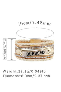 Beige BLESSED Layered Buckle Bracelet