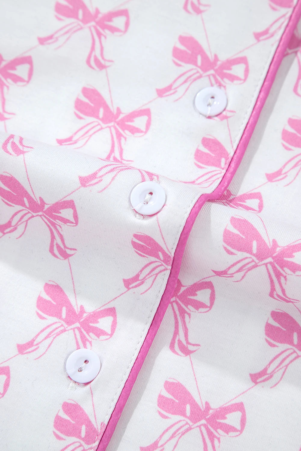 Millie Pink and White Bow Ruffled Shorts 2pc Pajama Set