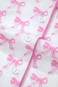 Millie Pink and White Bow Ruffled Shorts 2pc Pajama Set