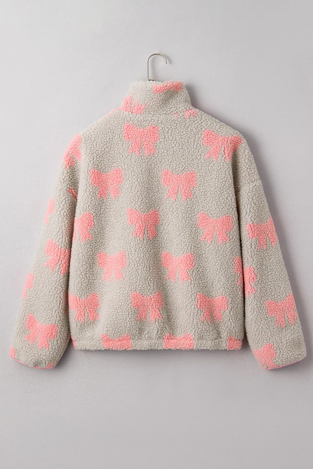 Gray Quarter Zip Pullover w/Pink Bows and Accents