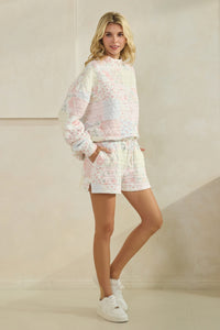 Floral Textured Quilted-Print Lounge Shorts with Pockets