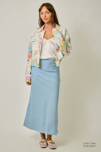 White Floral 100% Cotton and Lace Lightweight Jacket