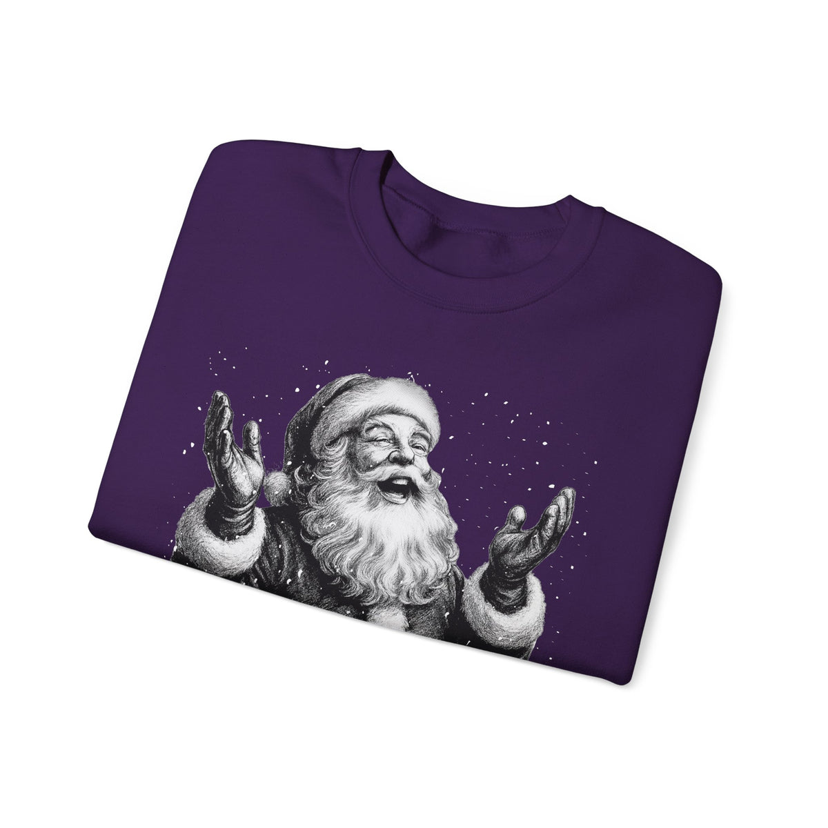 Joyful Santa - Black and White Vintage – Gildan Heavy Blend | Trendy Women’s and Men's Soft Sweatshirt. Direct to Garment. Printed & Shipped in the USA. Unisex Sizes.