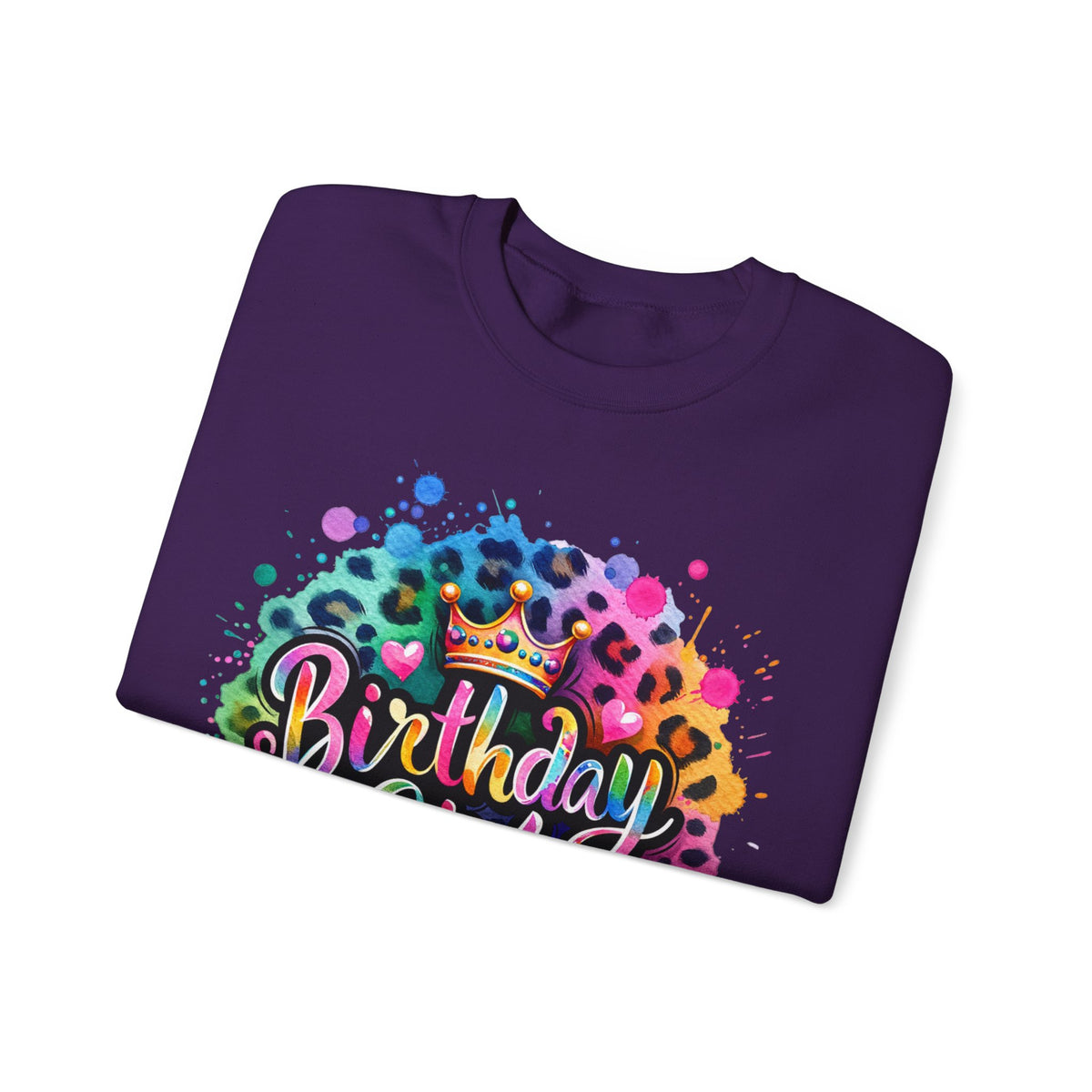 Birthday Girl, Neon Leopard – Gildan Heavy Blend | Trendy Women’s Soft Sweatshirt. Direct to Garment. Printed & Shipped in the USA. Unisex Sizes.