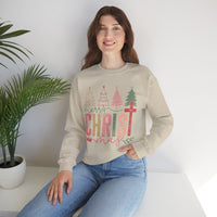 Merry ChrisTmas Christian Faith Graphic – Gildan Heavy Blend | Trendy Women’s Soft Sweatshirt. Direct to Garment. Printed & Shipped in the USA. Unisex Sizes.