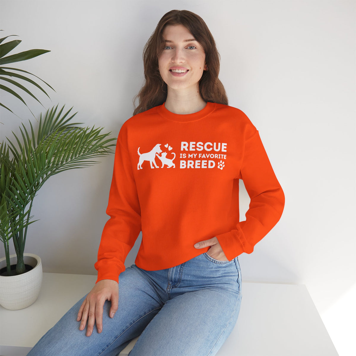 Rescue Is My Favorite Breed *This Shirt Saves Lives* – Gildan Heavy Blend | Trendy Men's and Women’s Soft Sweatshirt. Direct to Garment. Printed & Shipped in the USA. Unisex Sizes.