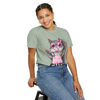 Cute But Feral, Squirrel in Pink Bibs - Comfort Colors | Trendy Women's T-Shirt. Direct to Garment. Printed & Shipped in the USA. Unisex Sizes.