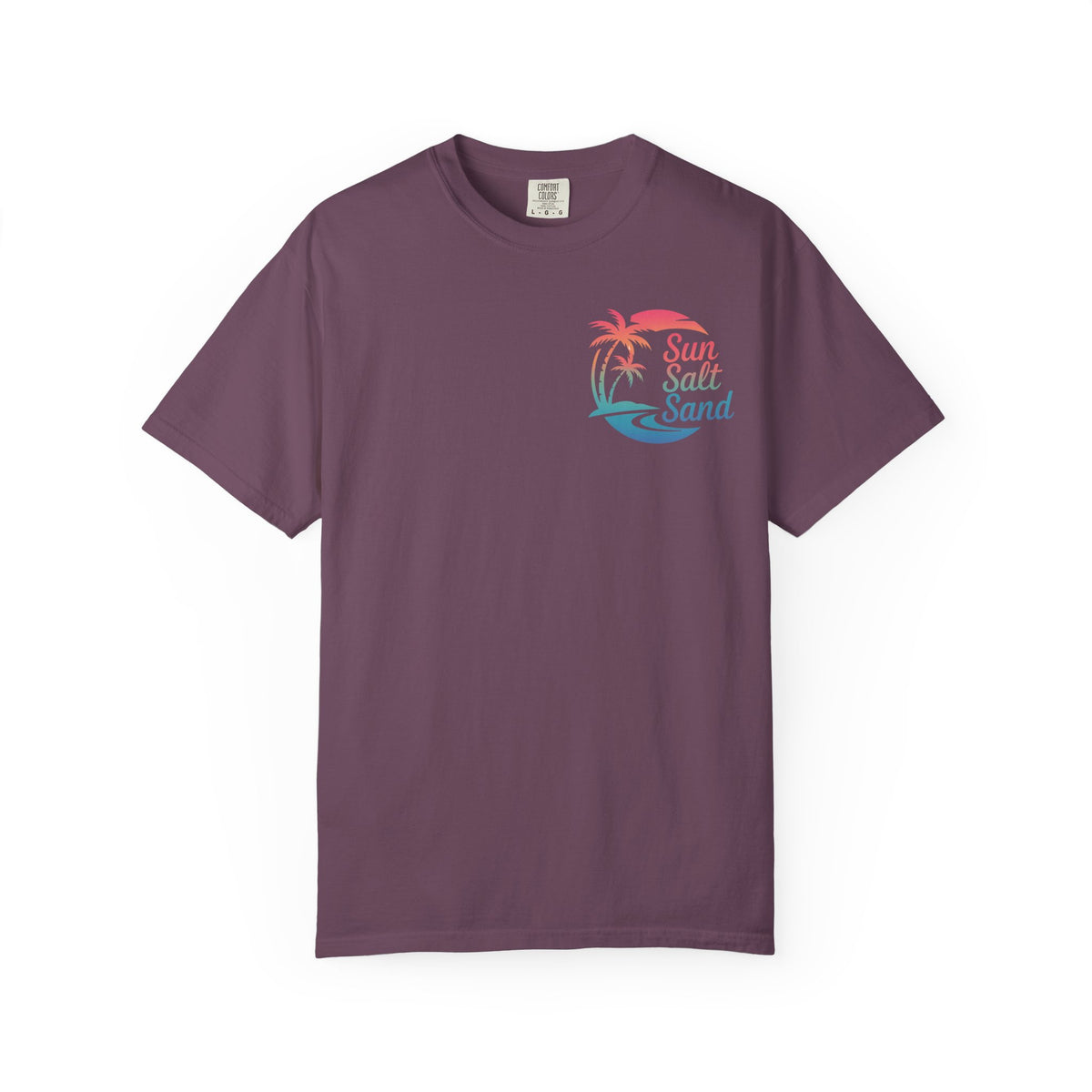 Sun Salt Sand, Beach Sunset - Front & Back Print - Comfort Colors | Trendy Women's and Men's T-Shirt. Direct to Garment. Printed & Shipped in the USA. Unisex Sizes.