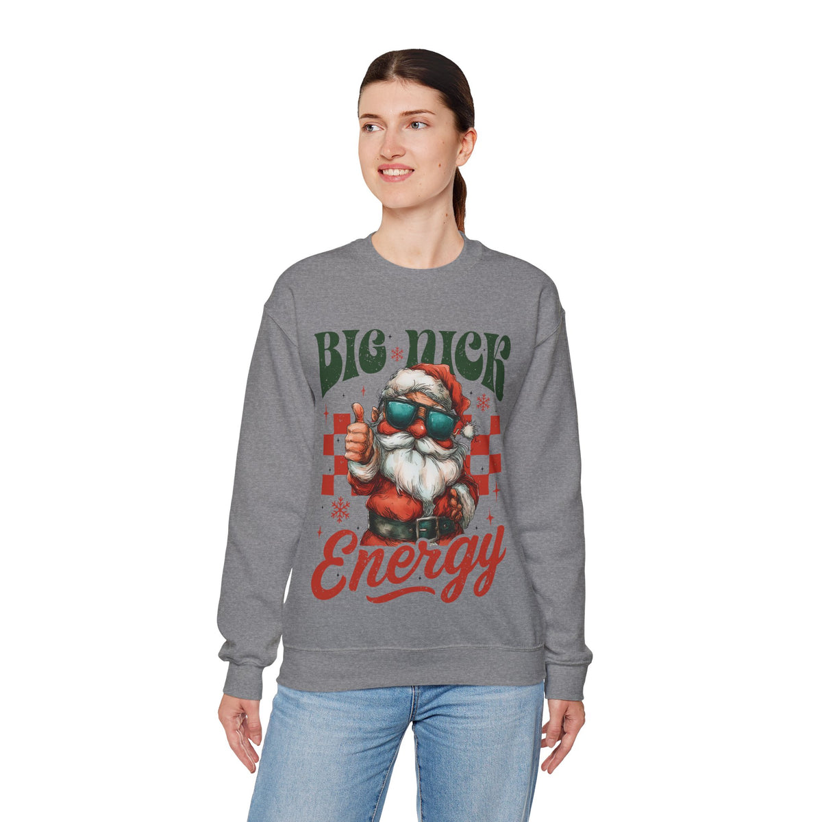 Big Nick Energy - Retro Santa Thumbs Up – Gildan Heavy Blend | Trendy Men's and Women’s Soft Sweatshirt. Direct to Garment. Printed & Shipped in the USA. Unisex Sizes.