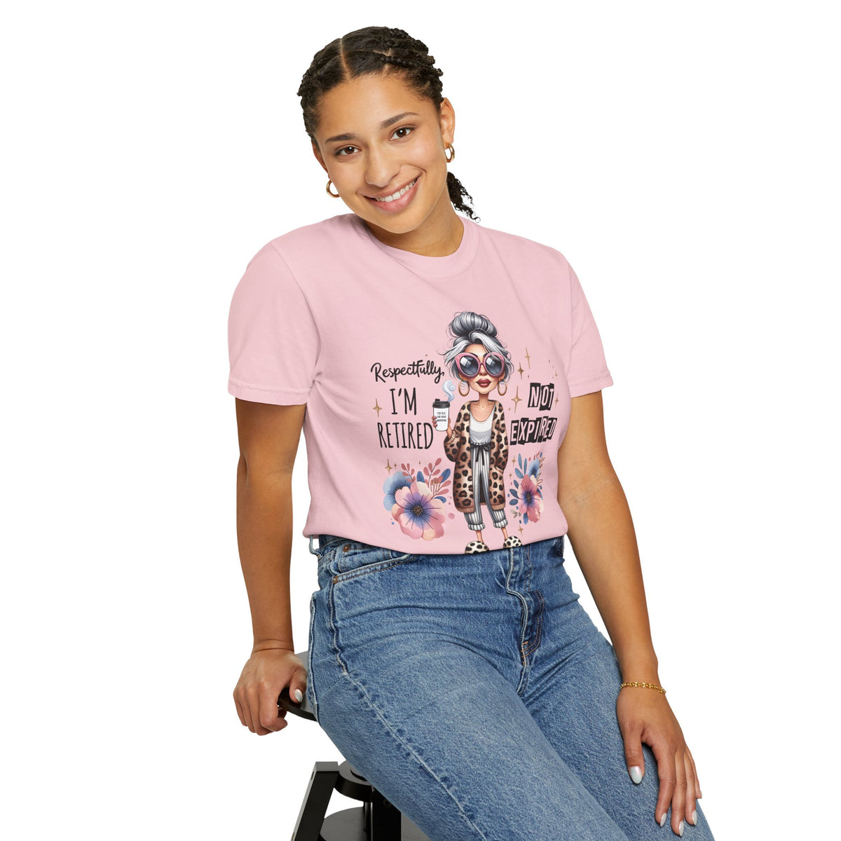 Retired Not Expired, Leopard Funny Grandma - Comfort Colors | Trendy Women's T-Shirt. Direct to Garment. Printed & Shipped in the USA. Unisex Sizes.