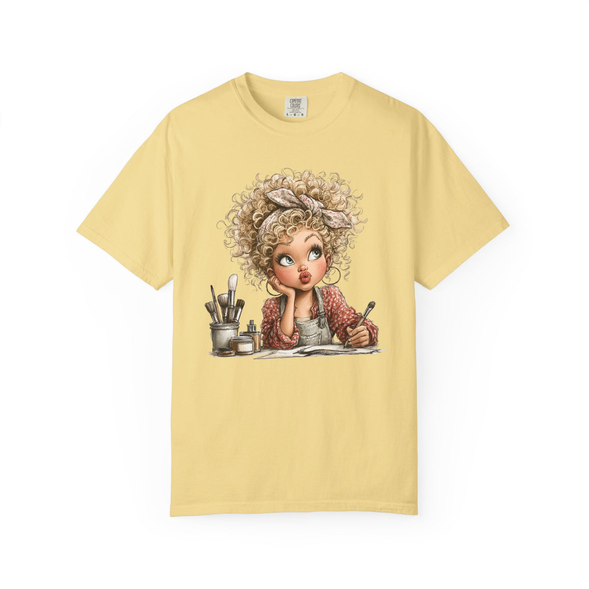 Cute Artist Curly Girl - Comfort Colors | Trendy Women's T-Shirt. Direct to Garment. Printed & Shipped in the USA. Unisex Sizes.