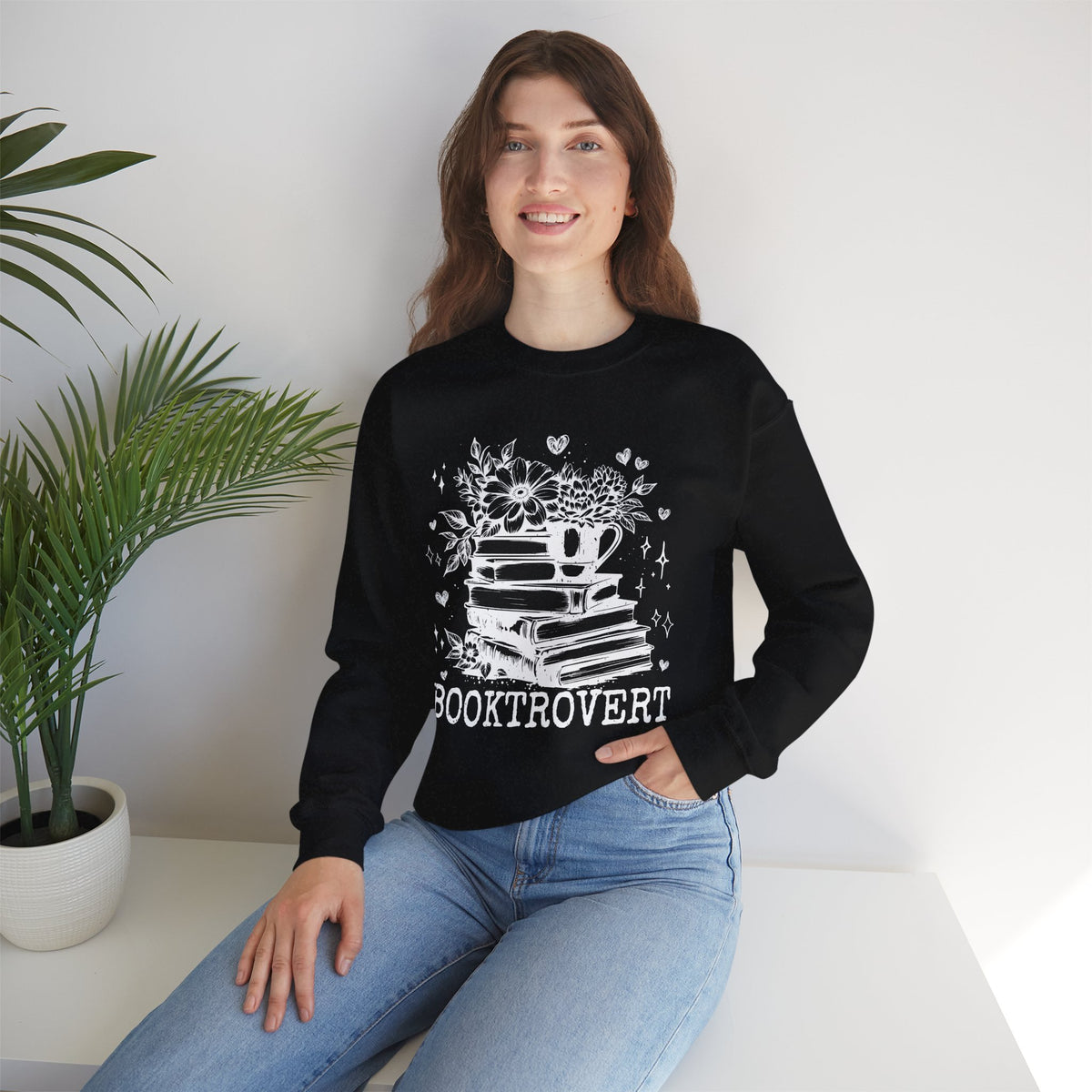 Booktrovert – Gildan Heavy Blend | Trendy Women’s Soft Sweatshirt. Direct to Garment. Printed & Shipped in the USA. Unisex Sizes.