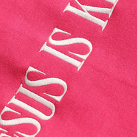Jesus Is King, Hot Pink Heavyblend Sweatshirt - Embroidered