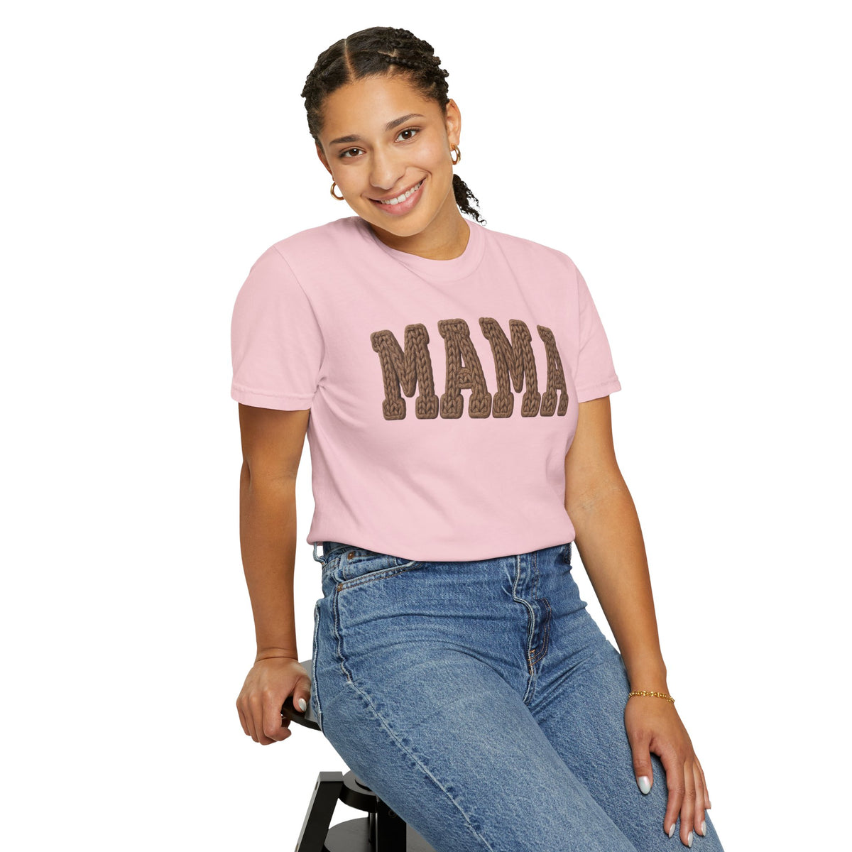 Mama, Faux Knit - Comfort Colors | Trendy Women's T-Shirt. Direct to Garment. Printed & Shipped in the USA. Unisex Sizes.