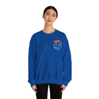 Sun Salt Sand, Beach Sunset - Front & Back Print – Gildan Heavy Blend | Trendy Women’s and Men's Soft Sweatshirt. Direct to Garment. Printed & Shipped in the USA. Unisex Sizes.