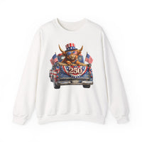 Patriotic Highland, America's 250th Birthday – Gildan Heavy Blend | Trendy Women’s and Men's Soft Sweatshirt. Direct to Garment. Printed & Shipped in the USA. Unisex Sizes.