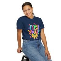 Coquette First Grade Pencil Bow - Comfort Colors | Trendy Women's T-Shirt. Direct to Garment. Printed & Shipped in the USA. Unisex Sizes.