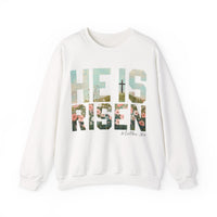 He Is Risen, Christian Floral Easter – Gildan Heavy Blend | Trendy Women’s Soft Sweatshirt. Direct to Garment. Printed & Shipped in the USA. Unisex Sizes.