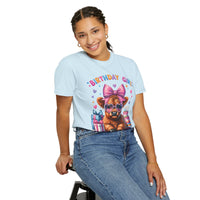 Birthday Girl, Highland Cow - Comfort Colors | Trendy Women's T-Shirt. Direct to Garment. Printed & Shipped in the USA. Unisex Sizes.