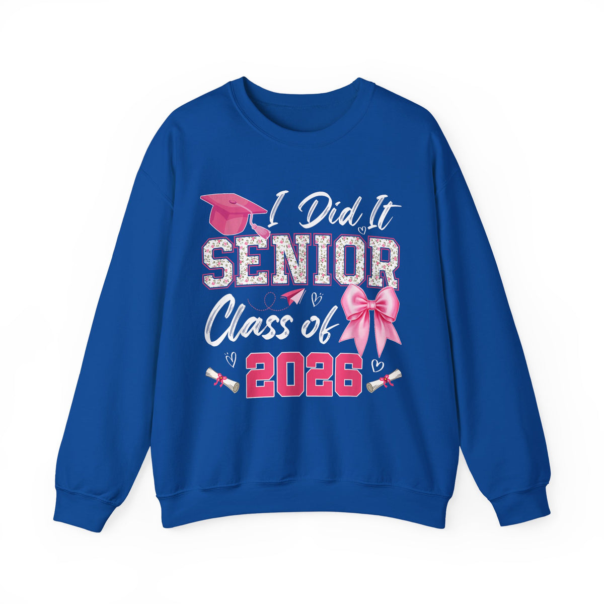 Class of 2026 I Did It Senior Coquette Bow Graduation – Gildan Heavy Blend | Trendy Women’s Soft Sweatshirt. Direct to Garment. Printed & Shipped in the USA. Unisex Sizes.