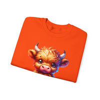 Sugar Addict Highland Cow – Gildan Heavy Blend | Trendy Women’s Soft Sweatshirt. Direct to Garment. Printed & Shipped in the USA. Unisex Sizes.