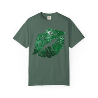 Green Faux Glitter Kiss - Comfort Colors | Trendy Women's T-Shirt. Direct to Garment. Printed & Shipped in the USA. Unisex Sizes.