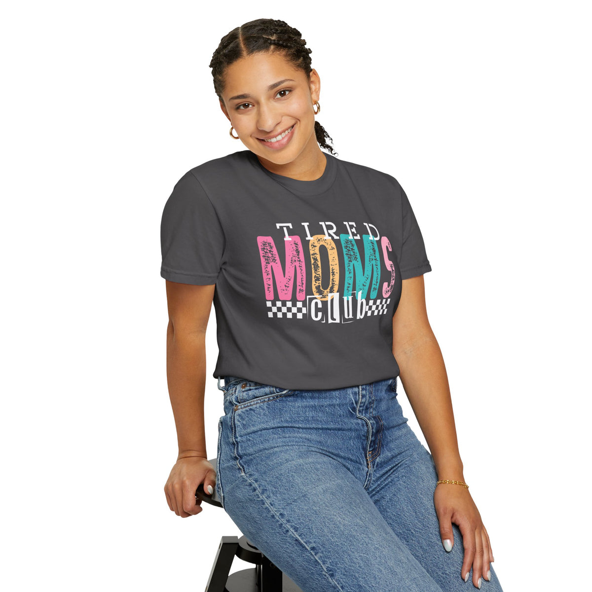 Tired Moms Club Pastel - Comfort Colors | Trendy Women's T-Shirt. Direct to Garment. Printed & Shipped in the USA. Unisex Sizes.