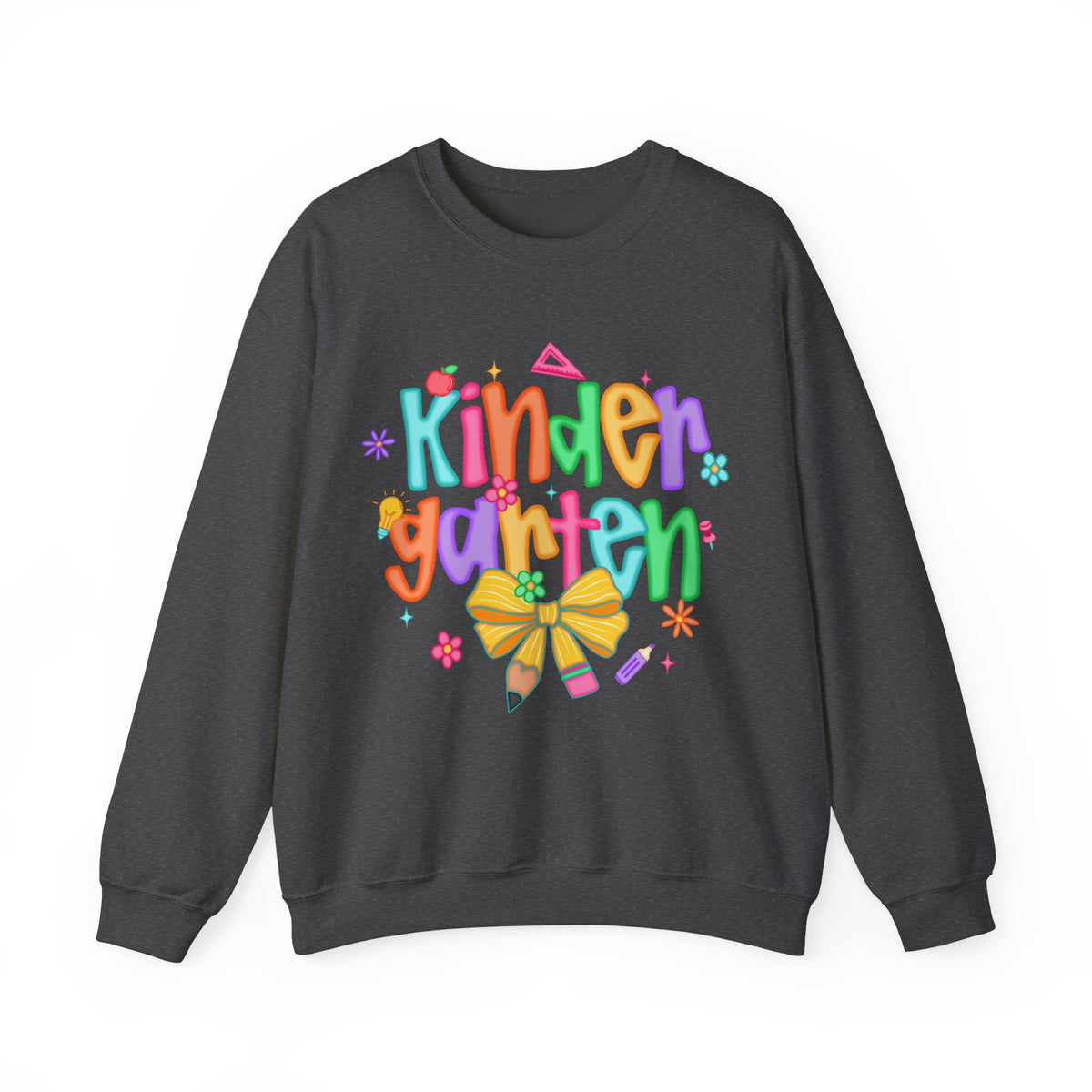 Coquette Kindergarten Pencil Bow – Gildan Heavy Blend | Trendy Women’s Soft Sweatshirt. Direct to Garment. Printed & Shipped in the USA. Unisex Sizes.