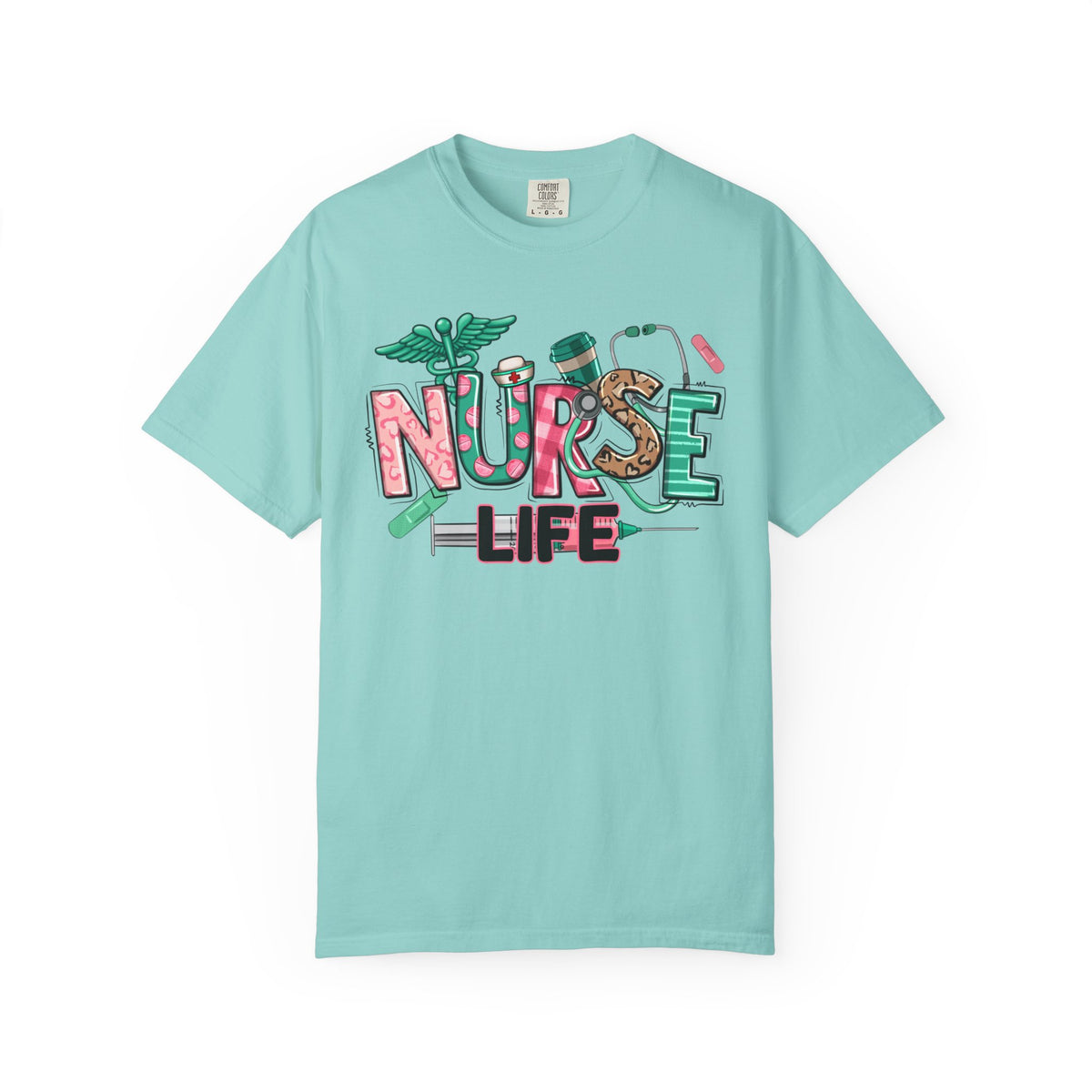 Nurse Life Cute Preppy Healthcare - Comfort Colors | Trendy Women's T-Shirt. Direct to Garment. Printed & Shipped in the USA. Unisex Sizes.