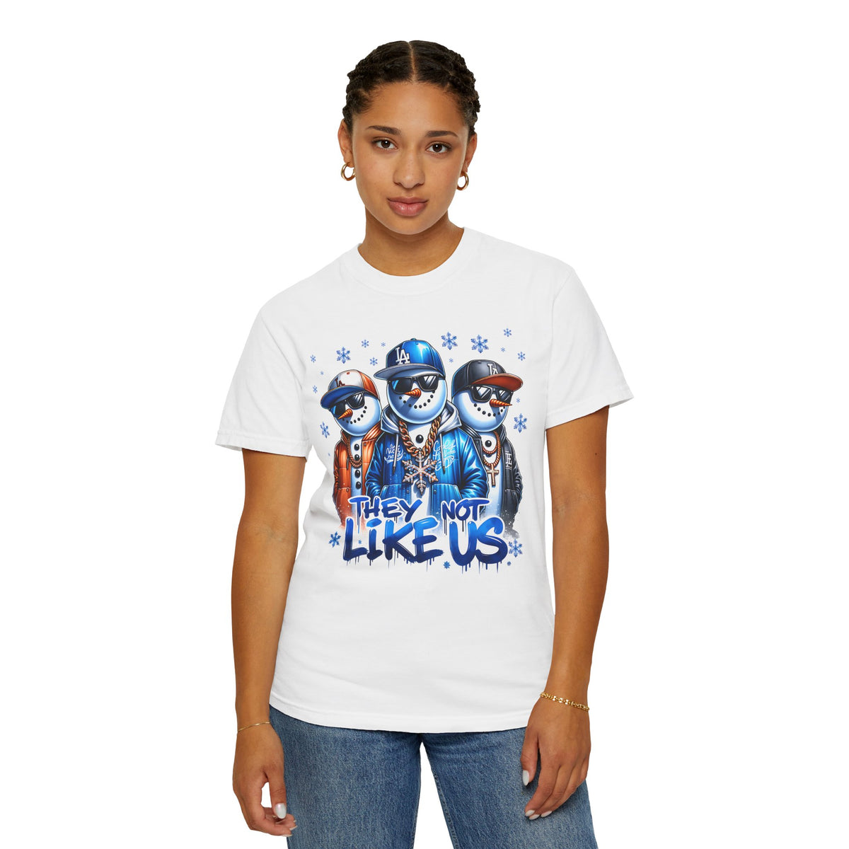 They Not Like Us Snowman - Comfort Colors | Trendy Men's and Women's T-Shirt. Direct to Garment. Printed & Shipped in the USA. Unisex Sizes.