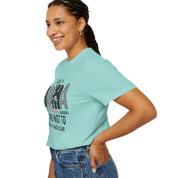 Just a Mama Out Here Trying Not To Raise Assholes - Comfort Colors | Trendy Women's T-Shirt. Direct to Garment. Printed & Shipped in the USA. Unisex Sizes.