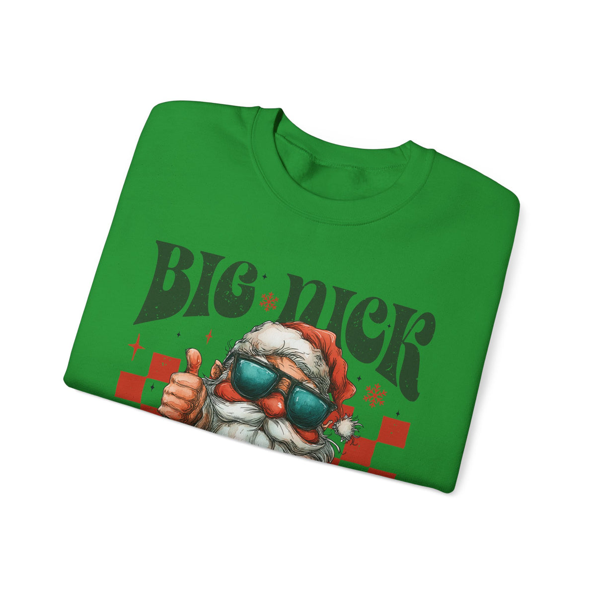 Big Nick Energy - Retro Santa Thumbs Up – Gildan Heavy Blend | Trendy Men's and Women’s Soft Sweatshirt. Direct to Garment. Printed & Shipped in the USA. Unisex Sizes.