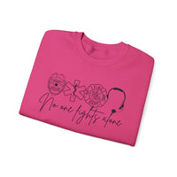 No One Fights Alone, Heroes – Gildan Heavy Blend | Trendy Women’s and Men's Soft Sweatshirt. Direct to Garment. Printed & Shipped in the USA. Unisex Sizes.
