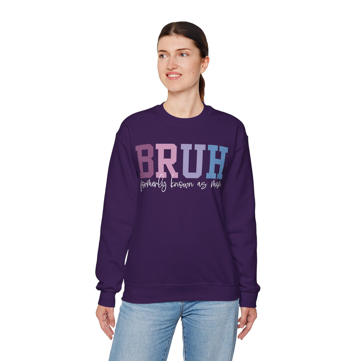 BRUH Formerly Known As Mom – Gildan Heavy Blend | Trendy Women’s Soft Sweatshirt. Direct to Garment. Printed & Shipped in the USA. Unisex Sizes.