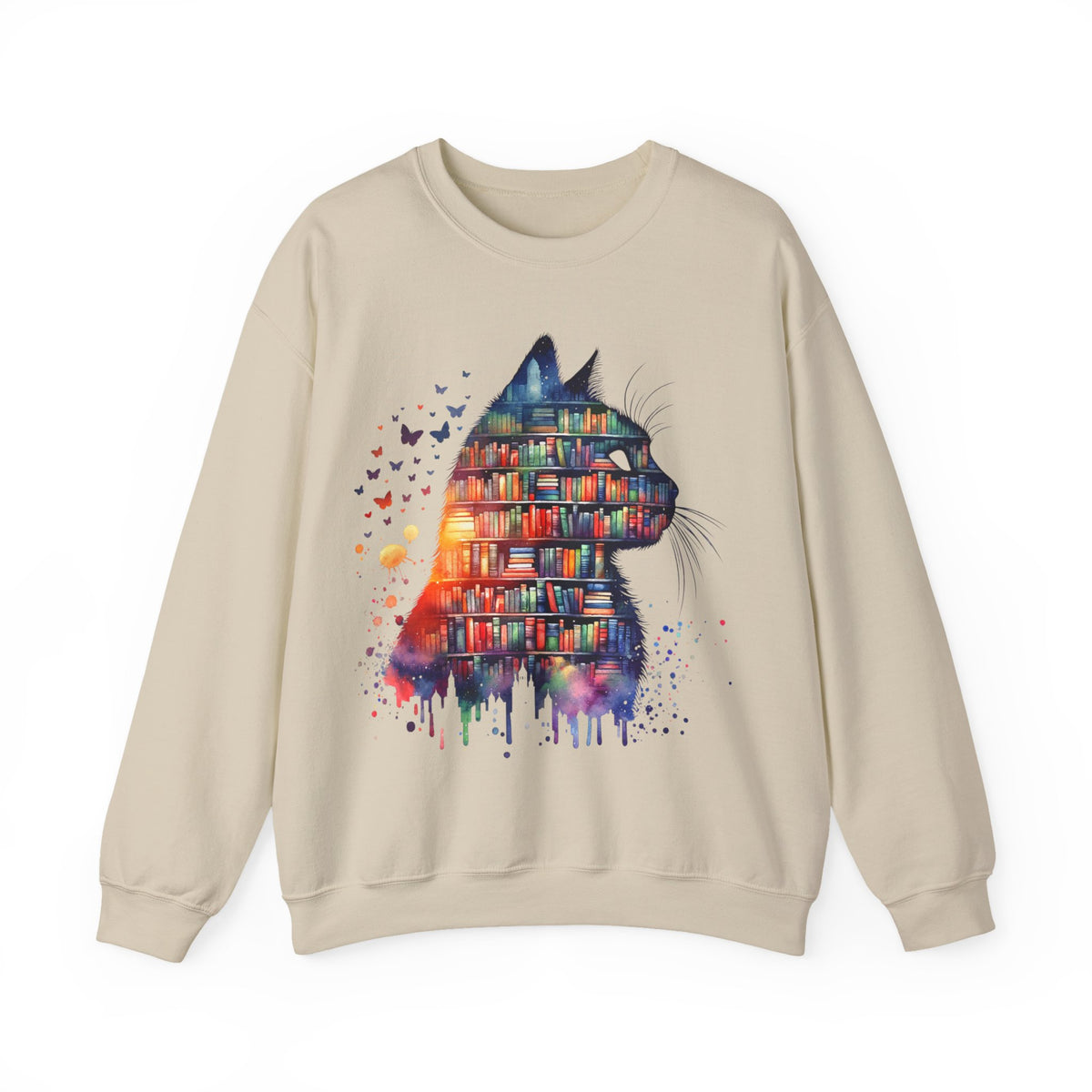 Cat Silhouette for Book Lovers – Gildan Heavy Blend | Trendy Women’s Soft Sweatshirt. Direct to Garment. Printed & Shipped in the USA. Unisex Sizes.