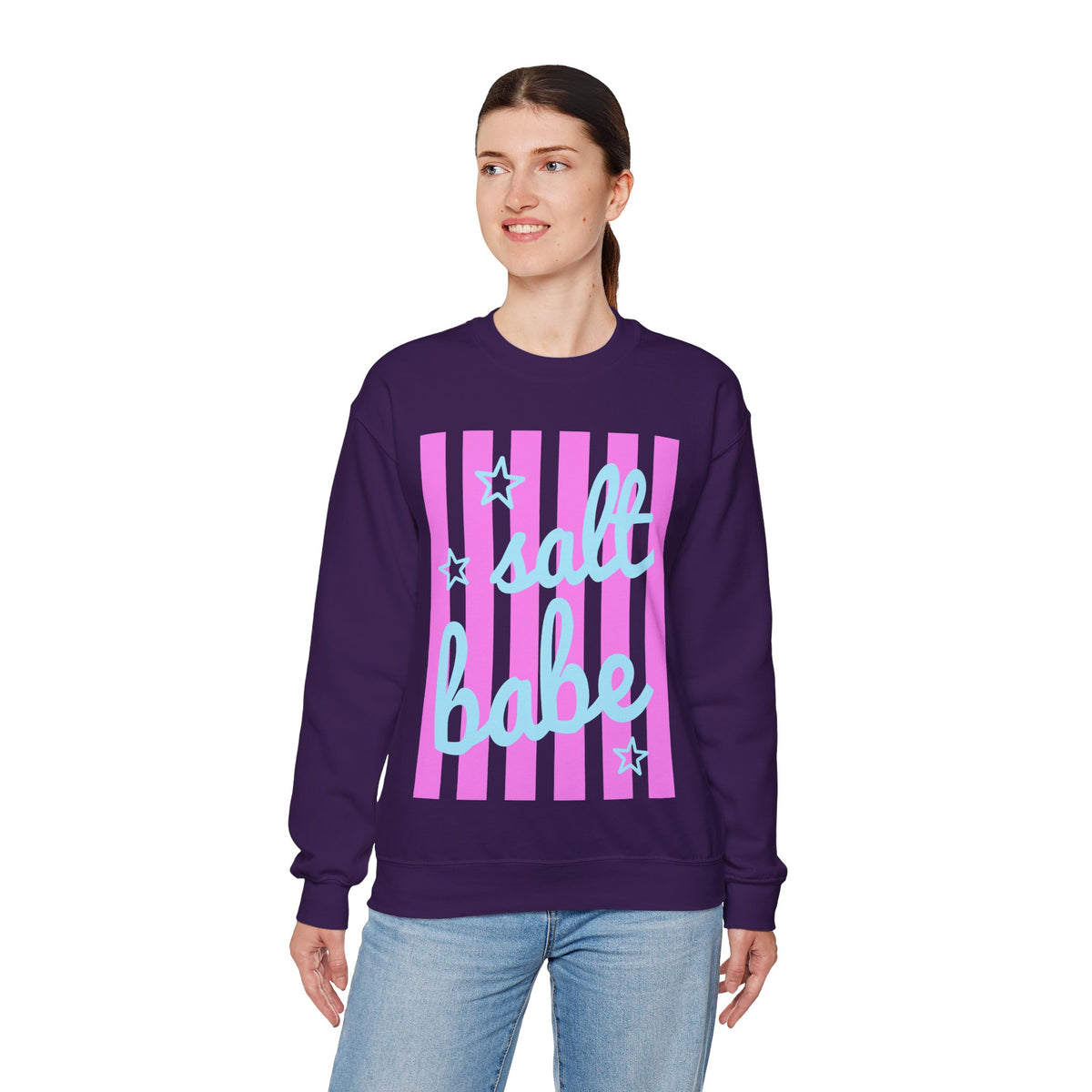 Salt Babe – Gildan Heavy Blend | Trendy Women’s Soft Sweatshirt. Direct to Garment. Printed & Shipped in the USA. Unisex Sizes.