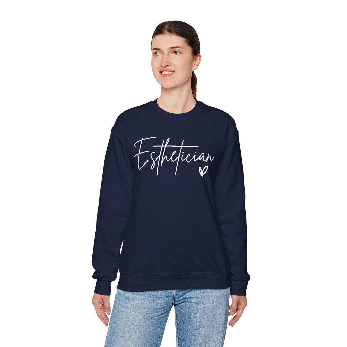 Esthetician Script, Perfect Gift for Your Botox Magician – Gildan Heavy Blend | Trendy Women’s Soft Sweatshirt. Direct to Garment. Printed & Shipped in the USA. Unisex Sizes.